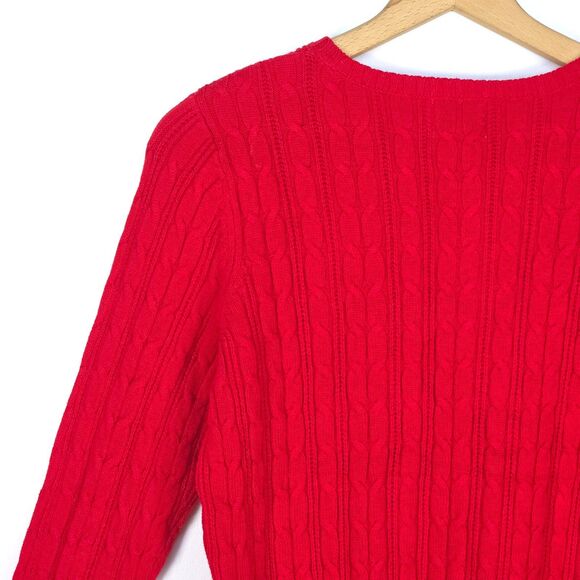 ST JOHNS BAY Chunky Cable Knit Sweater Women Large Nylon Classic NormCore Preppy - Picture 12 of 15